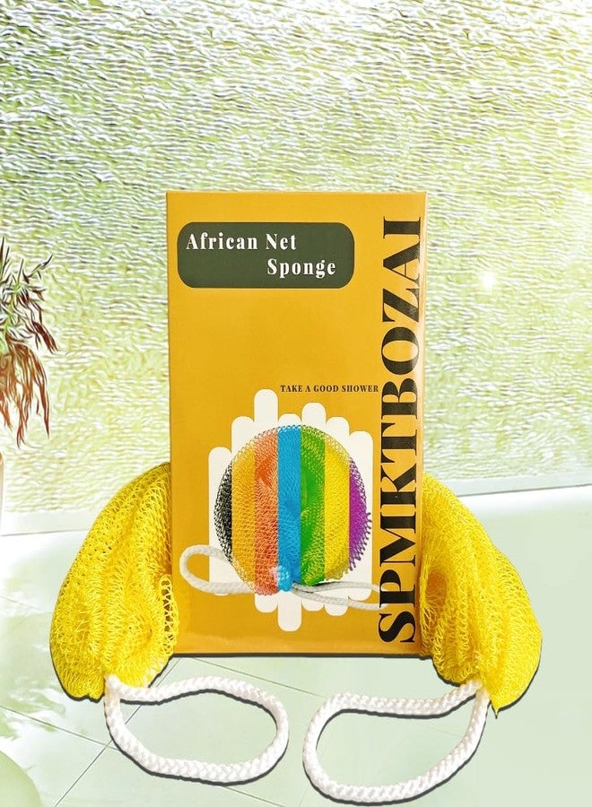 SPMKTBOZAI African Net Sponge Authentic, African Exfoliating Sponge Real African Net Black Owned, African Bath Sponge Back Scrubber for Shower Loofah Bathing Accessories (Yellow, 1 Pieces) - Image 4